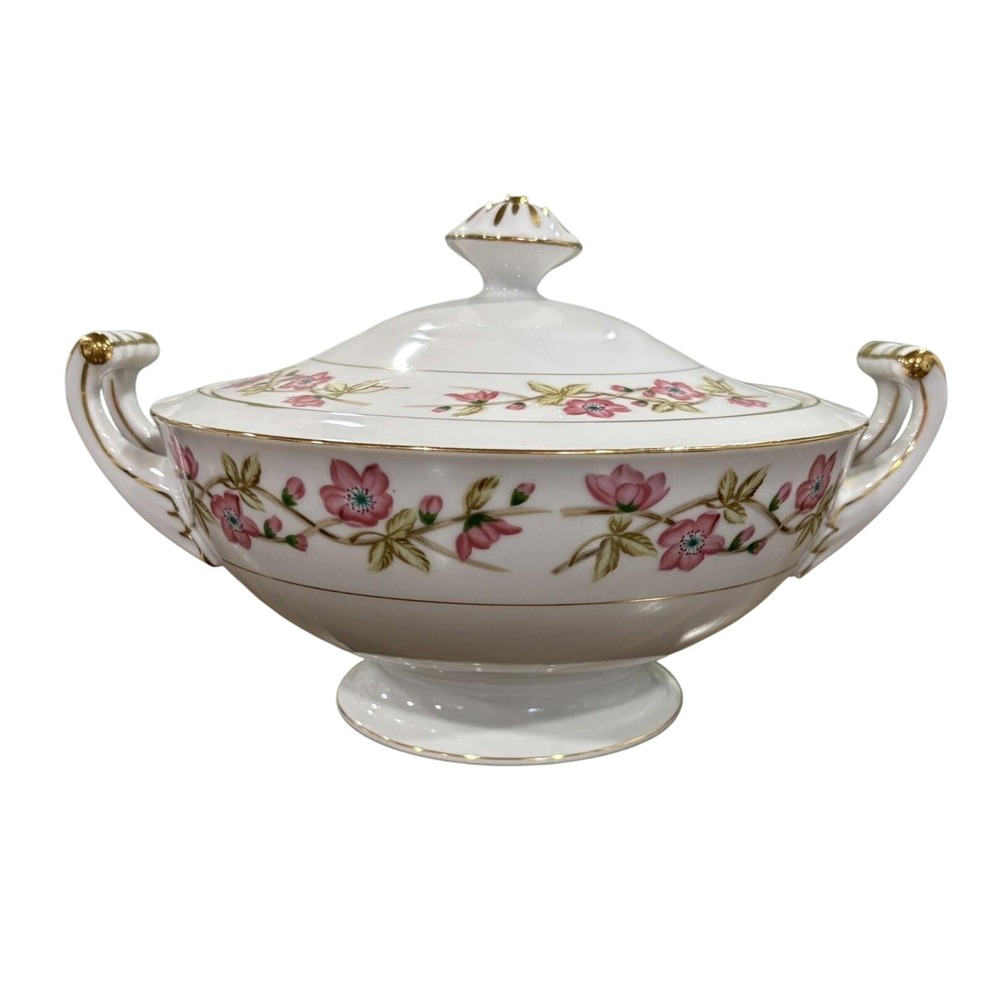 Vintage Valmont China Briar Rose Covered Soup Toureen